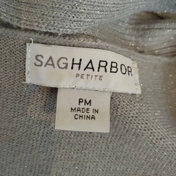 SAG HARBOR METALLIC TWINSET CARDIGAN, GREY MP - Picture 5 of 6